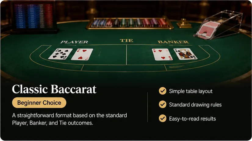 Classic Baccarat table for beginners
