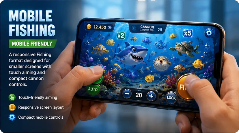 Mobile Fishing game displayed on a smartphone